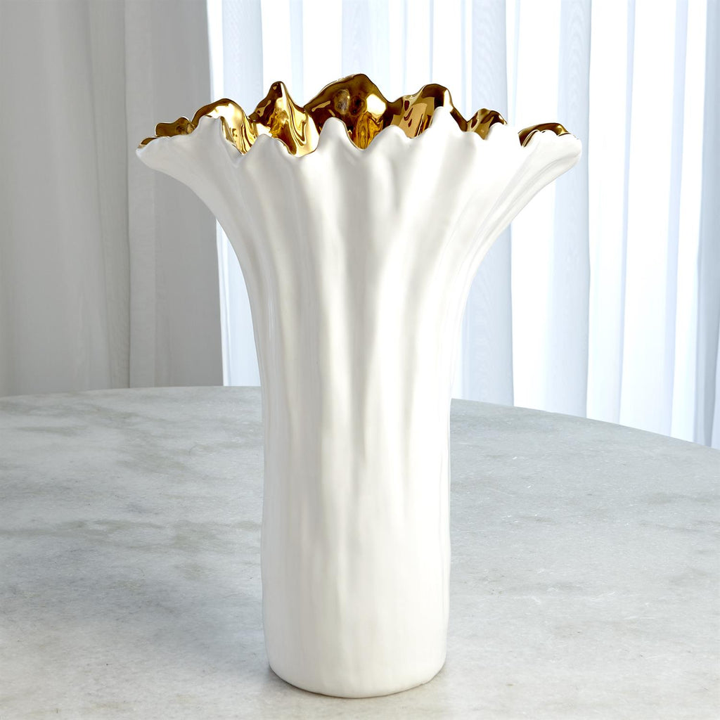 BRETAGNE VASE WHITE/GOLD