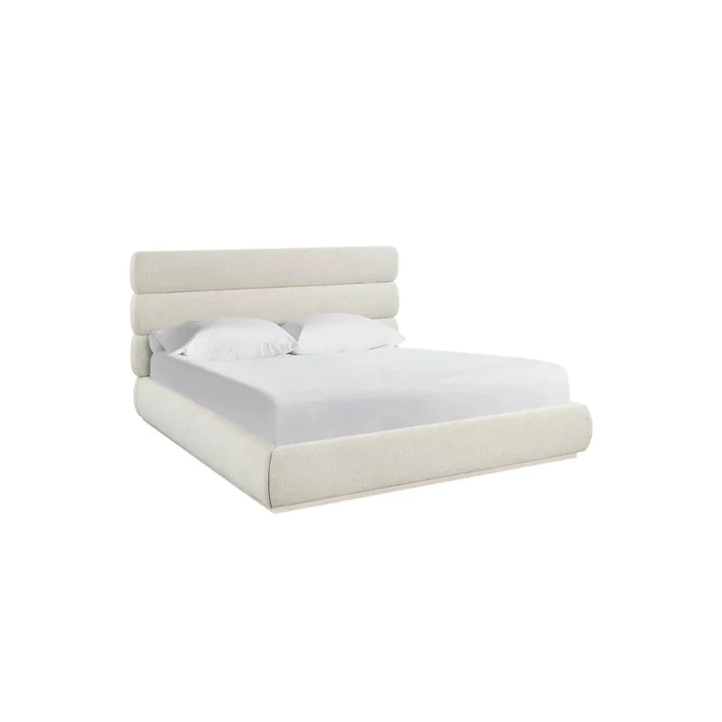 Mistral bed frame shown as an anchor piece for planning master bedroom furniture layout and proportion. 