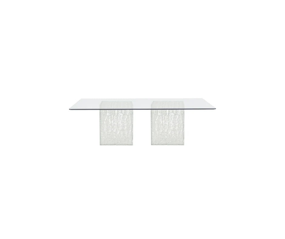 Melinda rectangular dining table from Mobilart, shown for long room fit within the shape comparison guide. 