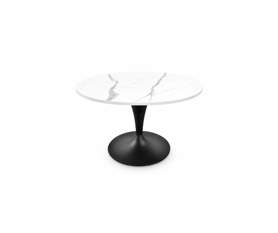 Marciano dining table in white marble finish, referenced for top material choice in custom table orders.