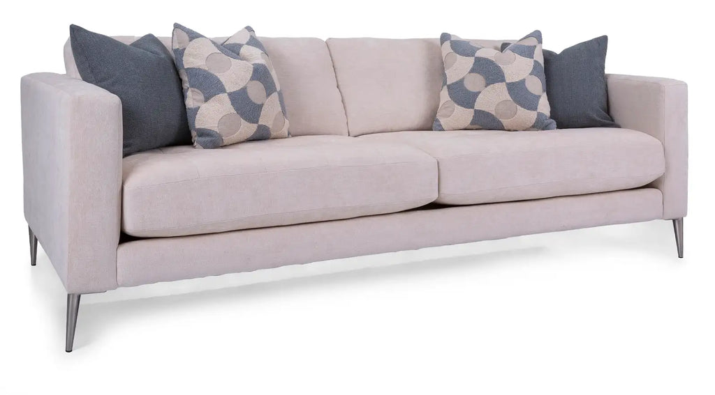 Lucia sofa from Mobilart, illustrating a tight weave upholstery option for households choosing pet fabrics. 