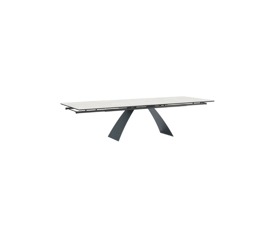 Alfredo extension dining table shown for extendable rectangular options in the round versus rectangular guide. 
