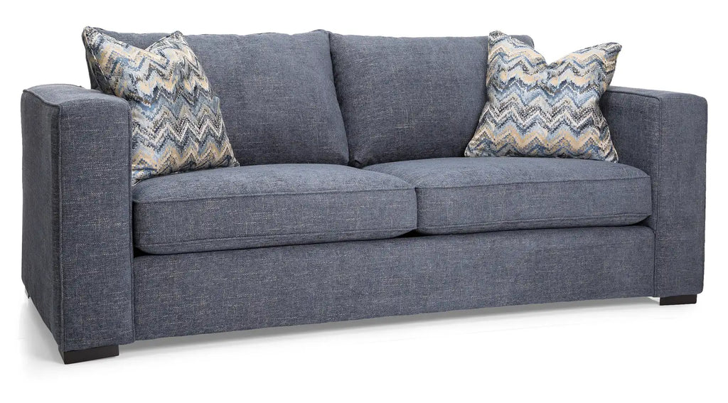 Tasha sofa shown as a performance fabric example within Mobilart's pet friendly sofa fabric guide. 