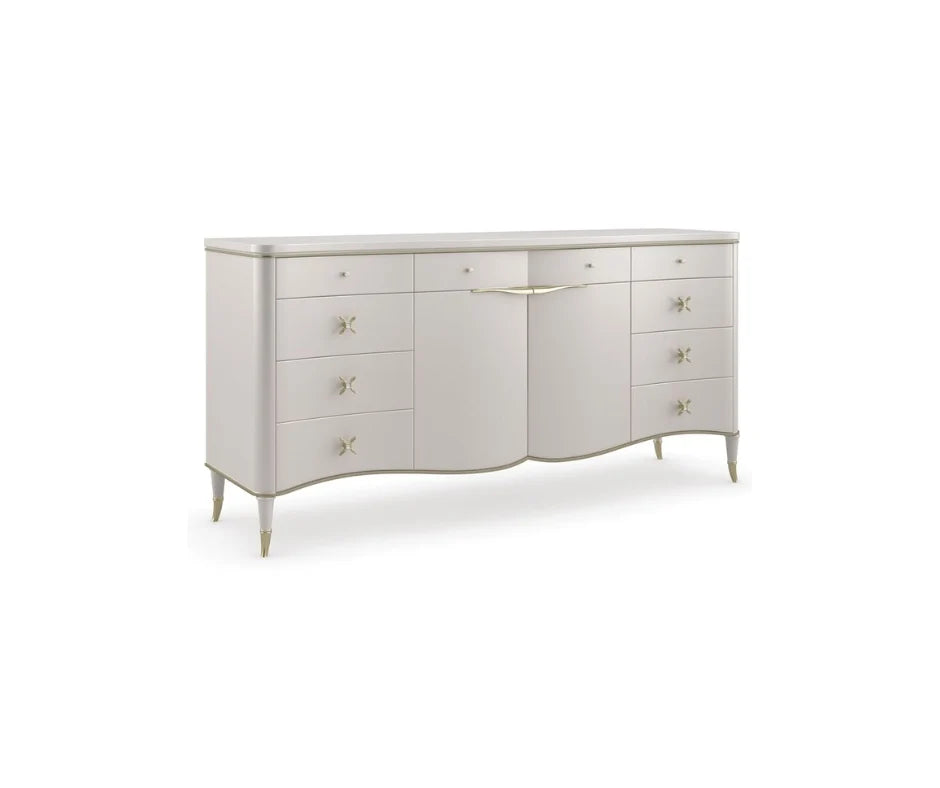 Berkley dresser from Mobilart, illustrating vertical storage suited to a tight condo bedroom footprint. 