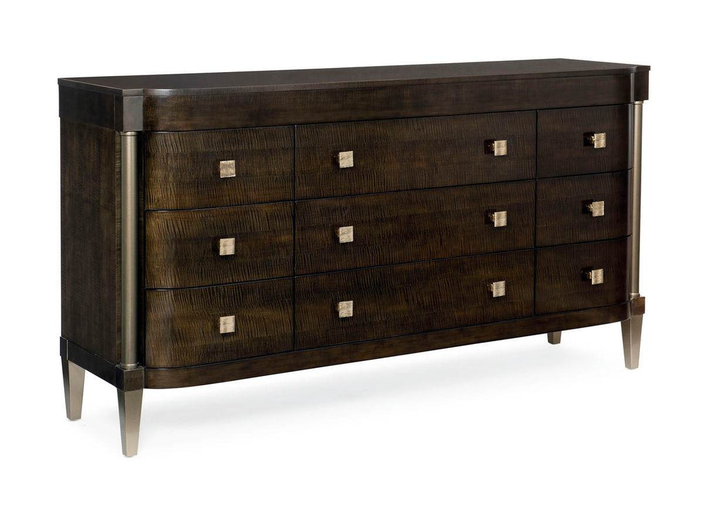 Adele dresser shown as a tall, narrow storage option for small bedroom furniture in condo living. 