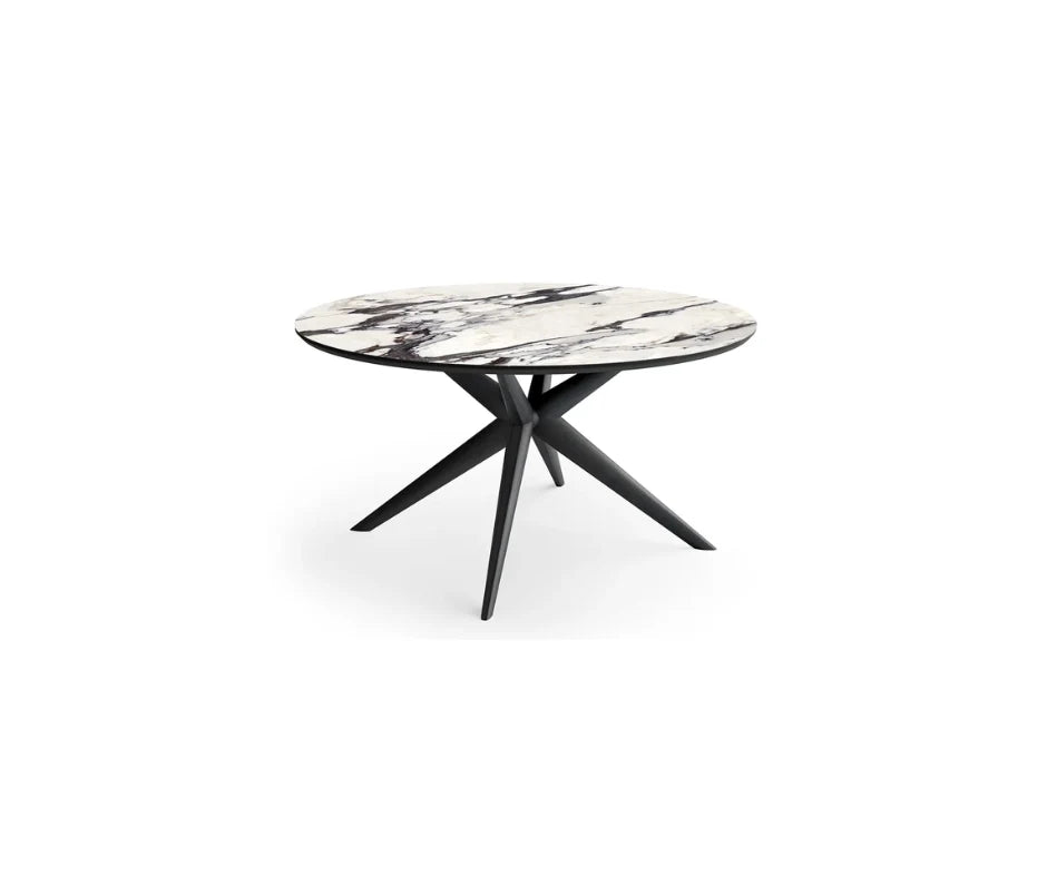 Luciana round dining table in plum finish, shown as a colour option within a custom dining table order. 