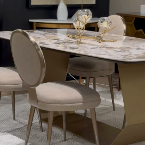 Contemporary Dining room with Ceramic and Metal Table 