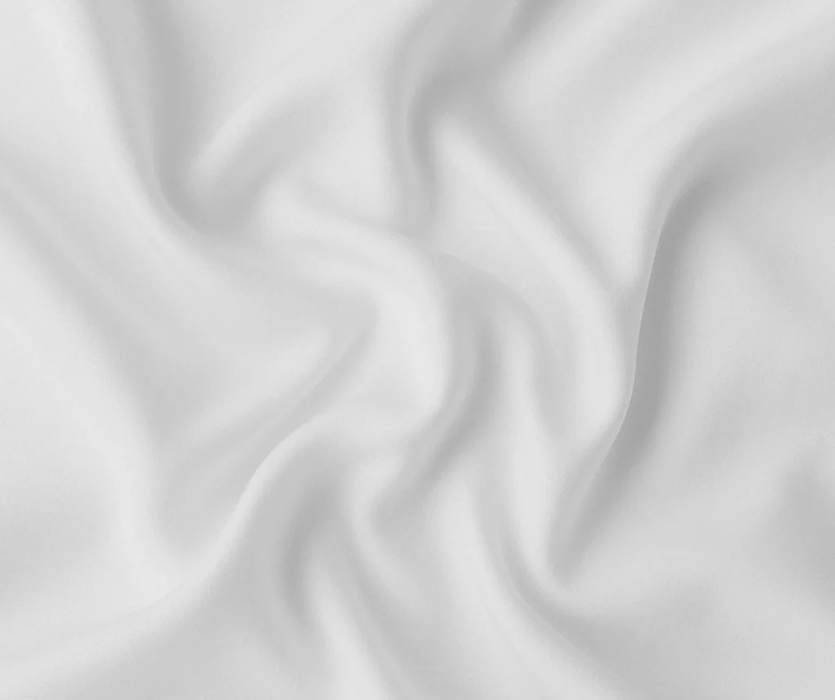 A smooth white fabric draped in soft folds, showing a tightly woven, even surface with a clean finish and no visible texture