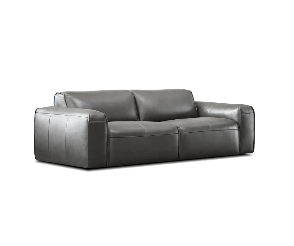 Lucille custom sofa illustrating fabric and seat depth choices available through Mobilart's made to order upholstery program. 