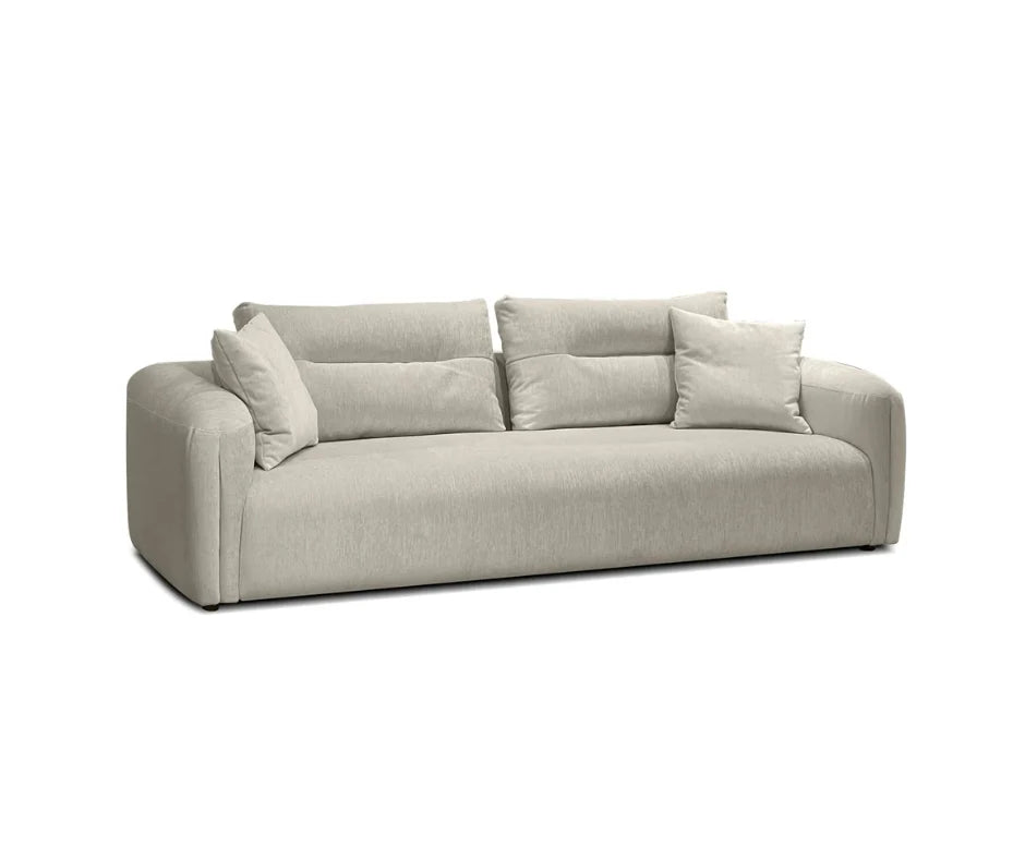 Lindsey four seater custom sofa in cream fabric, sized for a Montreal living room during custom sofa planning.