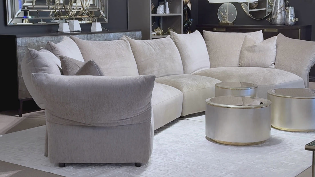 Modern  Modular Sectional Sofa in Grey Velour